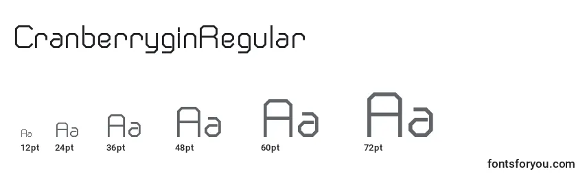 CranberryginRegular Font Sizes