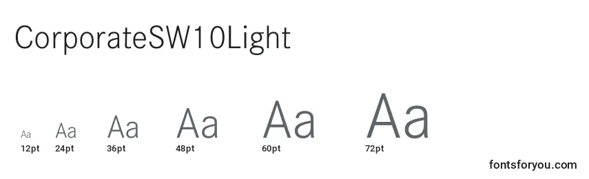 Размеры шрифта CorporateSW10Light