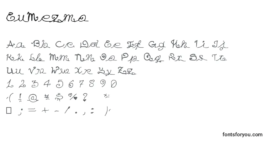 Шрифт EuMezmo – алфавит, цифры, специальные символы