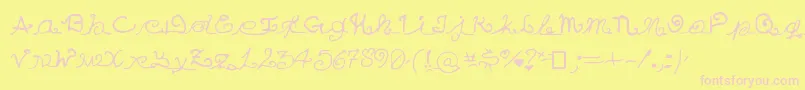 EuMezmo-Schriftart – Rosa Schriften auf gelbem Hintergrund