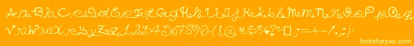 EuMezmo Font – Yellow Fonts on Orange Background