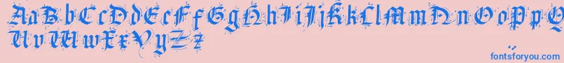 フォントSatanHumSav – ピンクの背景に青い文字