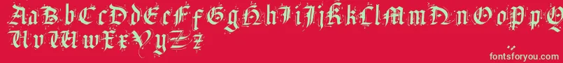 フォントSatanHumSav – 赤い背景に緑の文字