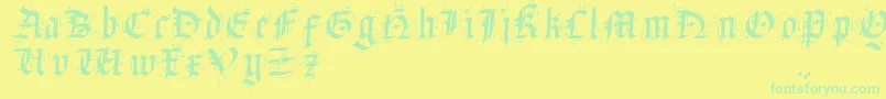 フォントSatanHumSav – 黄色い背景に緑の文字