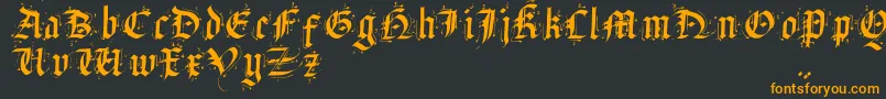 フォントSatanHumSav – 黒い背景にオレンジの文字