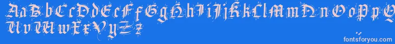 フォントSatanHumSav – ピンクの文字、青い背景