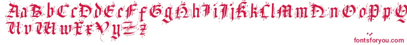 フォントSatanHumSav – 白い背景に赤い文字