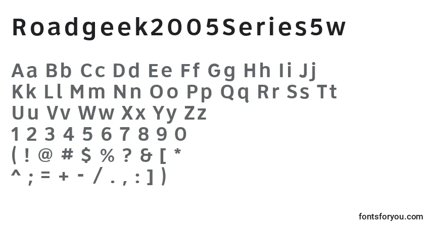 A fonte Roadgeek2005Series5w – alfabeto, números, caracteres especiais