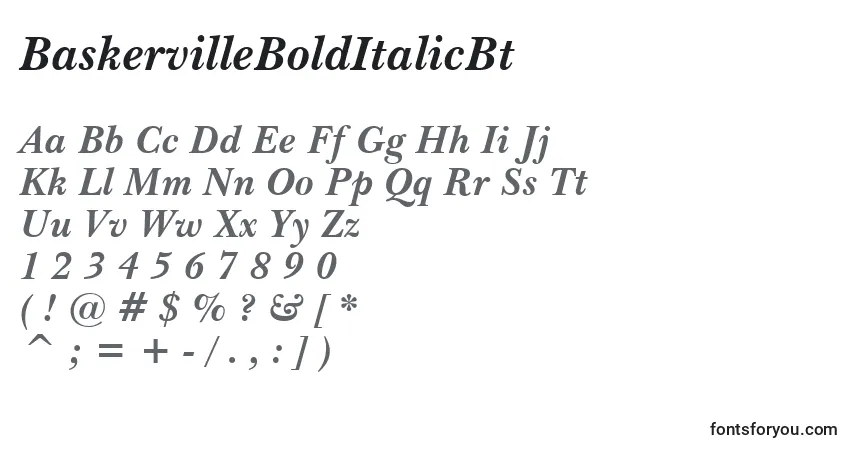 Schriftart BaskervilleBoldItalicBt – Alphabet, Zahlen, spezielle Symbole