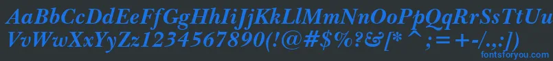 BaskervilleBoldItalicBt Font – Blue Fonts on Black Background