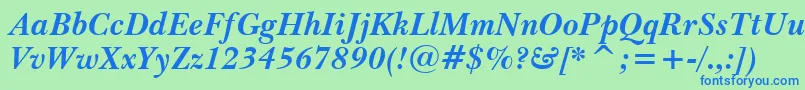 BaskervilleBoldItalicBt Font – Blue Fonts on Green Background