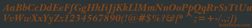 BaskervilleBoldItalicBt-fontti – ruskeat fontit mustalla taustalla