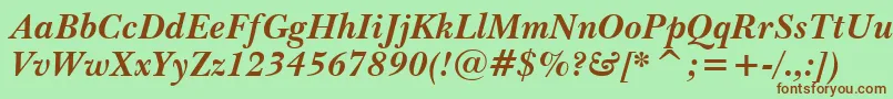 BaskervilleBoldItalicBt Font – Brown Fonts on Green Background