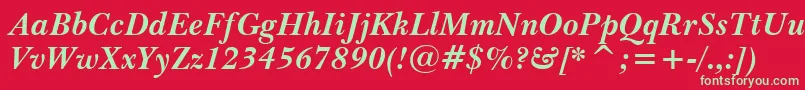 BaskervilleBoldItalicBt Font – Green Fonts on Red Background