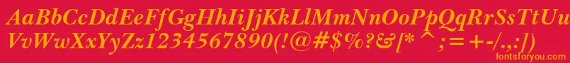 BaskervilleBoldItalicBt Font – Orange Fonts on Red Background