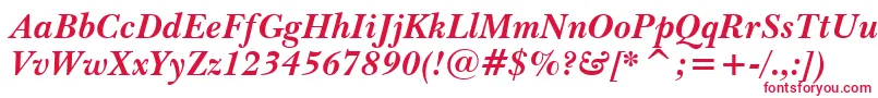 BaskervilleBoldItalicBt Font – Red Fonts on White Background