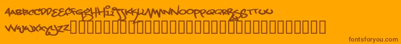 Grand Stylus-Schriftart – Braune Schriften auf orangefarbenem Hintergrund