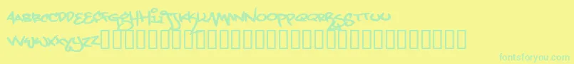 Fonte Grand Stylus – fontes verdes em um fundo amarelo