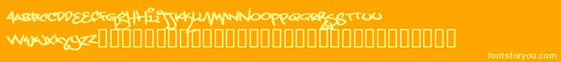 Grand Stylus Font – Yellow Fonts on Orange Background