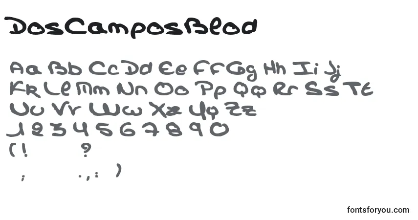 Schriftart DosCamposBlod – Alphabet, Zahlen, spezielle Symbole