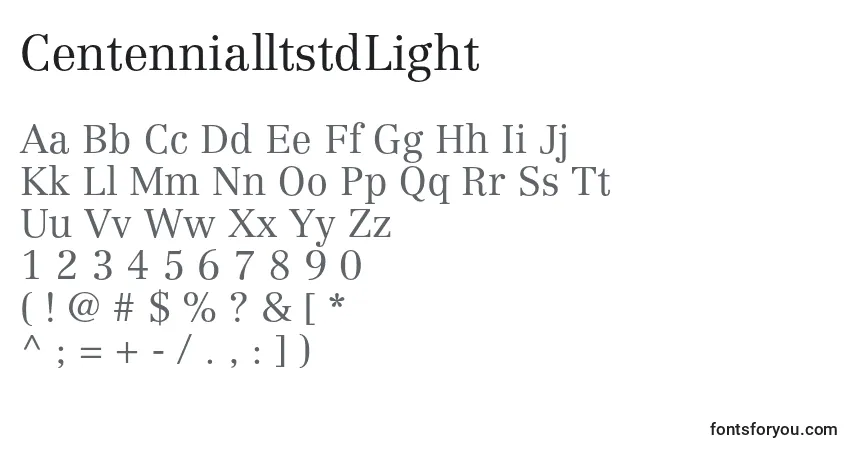 CentennialltstdLight-fontti – aakkoset, numerot, erikoismerkit