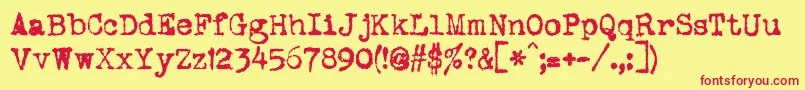 DsVtcoronaCyr-Schriftart – Rote Schriften auf gelbem Hintergrund