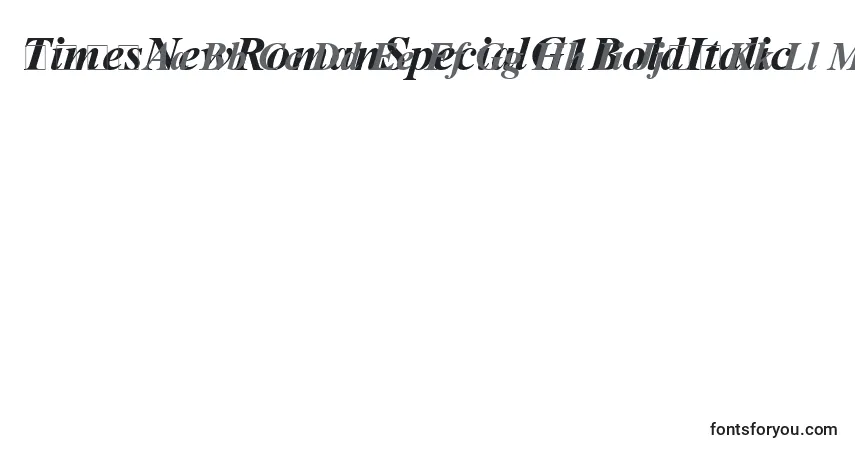 Czcionka TimesNewRomanSpecialG1BoldItalic – alfabet, cyfry, specjalne znaki