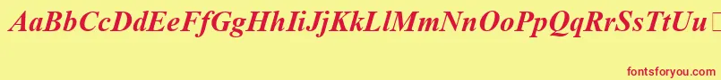 TimesNewRomanSpecialG1BoldItalic Font – Red Fonts on Yellow Background