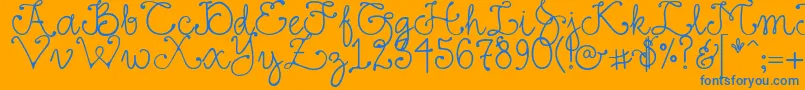 DjFancy-Schriftart – Blaue Schriften auf orangefarbenem Hintergrund