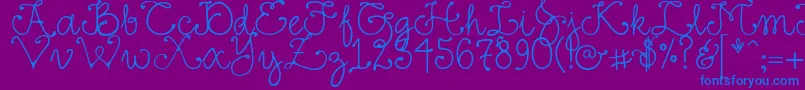 DjFancy-Schriftart – Blaue Schriften auf violettem Hintergrund