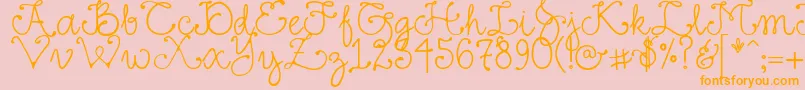 DjFancy-Schriftart – Orangefarbene Schriften auf rosa Hintergrund