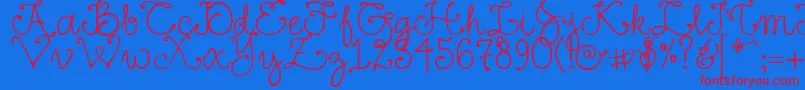 DjFancy Font – Red Fonts on Blue Background