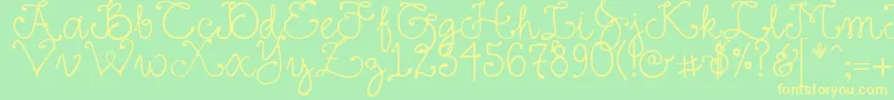 DjFancy-Schriftart – Gelbe Schriften auf grünem Hintergrund