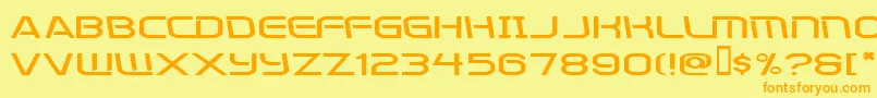 フォントKometenmelodie2 – オレンジの文字が黄色の背景にあります。