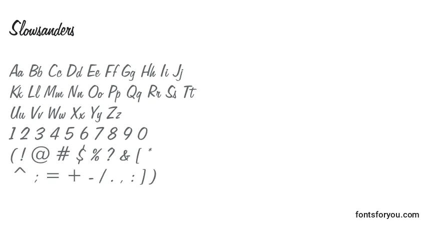 Schriftart Slowsanders – Alphabet, Zahlen, spezielle Symbole