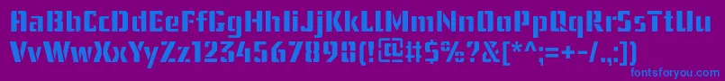 フォントUssrStencil – 紫色の背景に青い文字