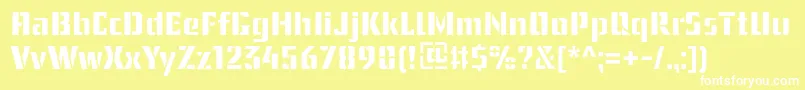 UssrStencil-fontti – valkoiset fontit keltaisella taustalla