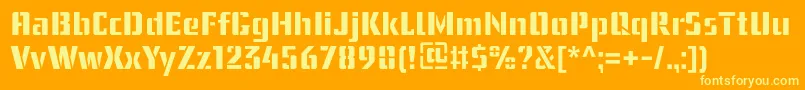 Шрифт UssrStencil – жёлтые шрифты на оранжевом фоне