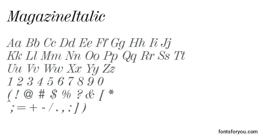 Schriftart MagazineItalic – Alphabet, Zahlen, spezielle Symbole