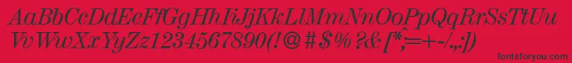 フォントMagazineItalic – 赤い背景に黒い文字