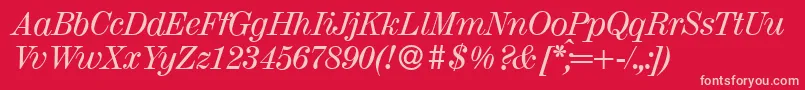 MagazineItalic-fontti – vaaleanpunaiset fontit punaisella taustalla