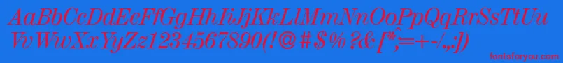 MagazineItalic Font – Red Fonts on Blue Background