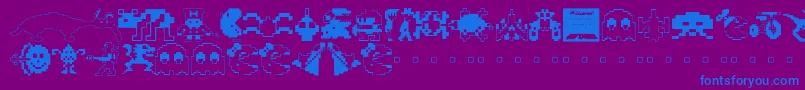 Arcade ffy-Schriftart – Blaue Schriften auf violettem Hintergrund