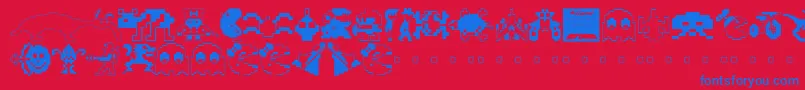 Weitere Informationen zur Arcade ffy-Schriftart Arcade ffy-Schriftart – Blaue Schriften auf rotem Hintergrund