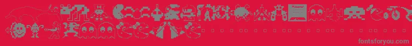 Arcade ffy-Schriftart – Graue Schriften auf rotem Hintergrund