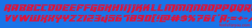 Dangerbotexpandital Font – Red Fonts on Blue Background