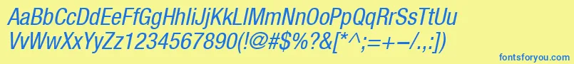 HelveticaLt57CondensedOblique Font – Blue Fonts on Yellow Background