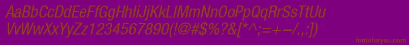 HelveticaLt57CondensedOblique Font – Brown Fonts on Purple Background