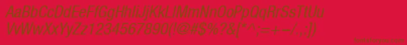 HelveticaLt57CondensedOblique Font – Brown Fonts on Red Background