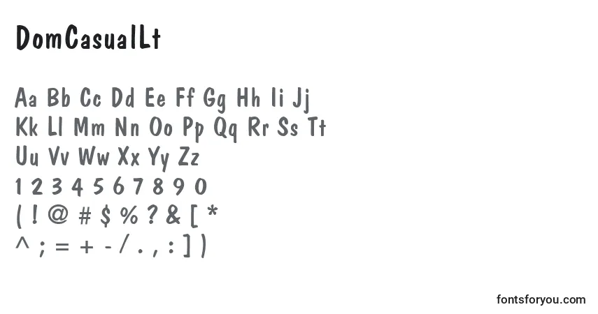 A fonte DomCasualLt – alfabeto, números, caracteres especiais